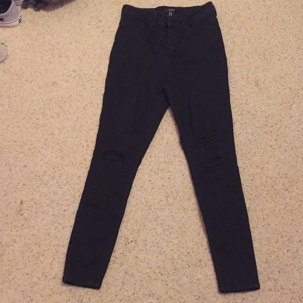Ripped black high waisted jeans